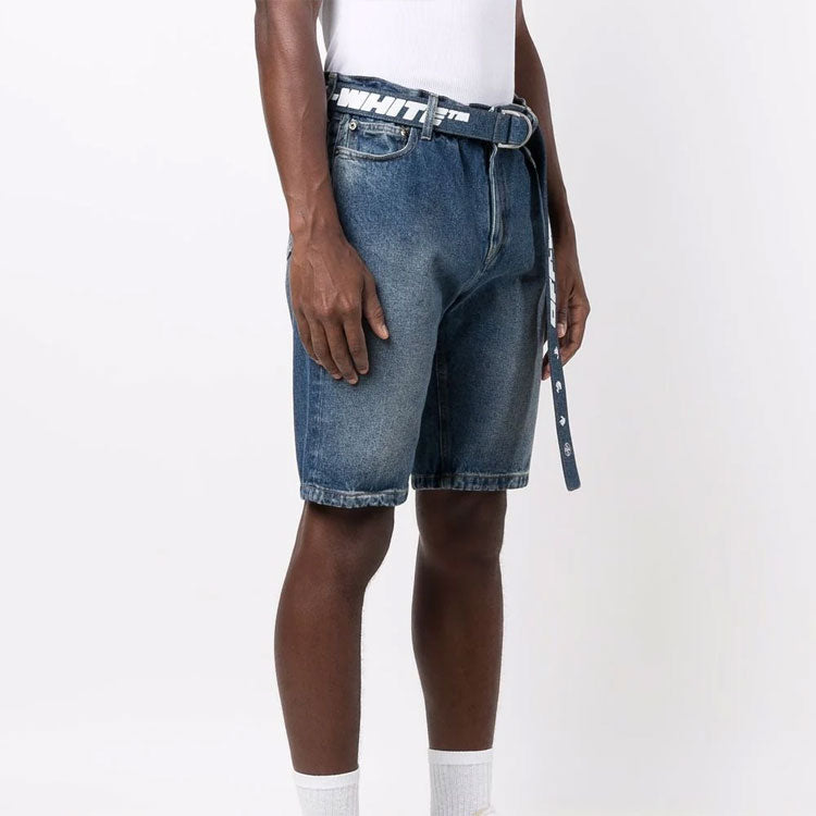 Off-White FW21 Denim Casual Shorts Slim Fit Version Blue OMYC005F21DEN0014501