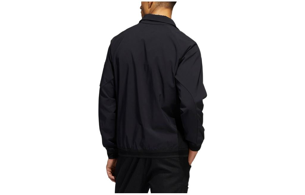 Men's adidas Solid Color Logo Zipper High Collar Jacket Black HA3613