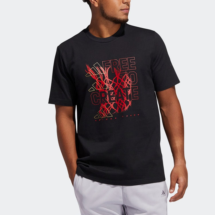 adidas Cny Inline Tee Printing Basketball Sports Short Sleeve Black GN5376