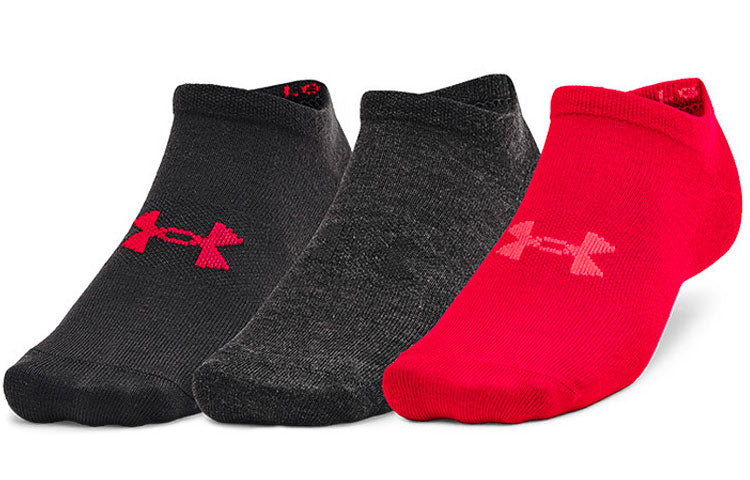 Under Armour Essentials No Show Socks - 6-Pack 'Black Red' 1358780-001