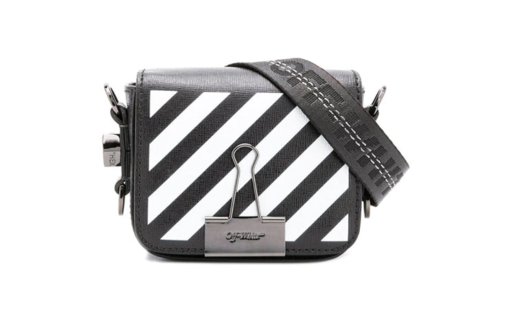 (WMNS) Off-White Stripe Mini shoulder bag Black/White OWNA087E194231071001