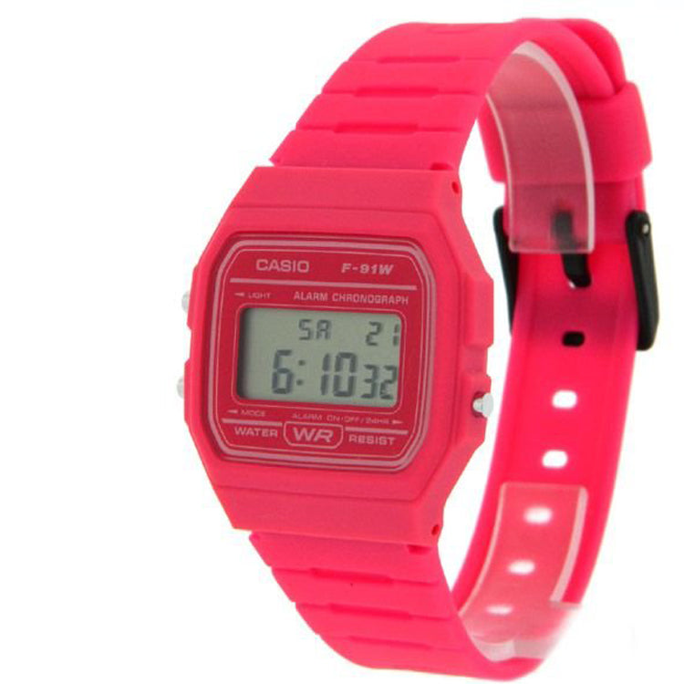 CASIO Waterproof Quartz Sports Unisex Mens Pink Digital F91WC-4A