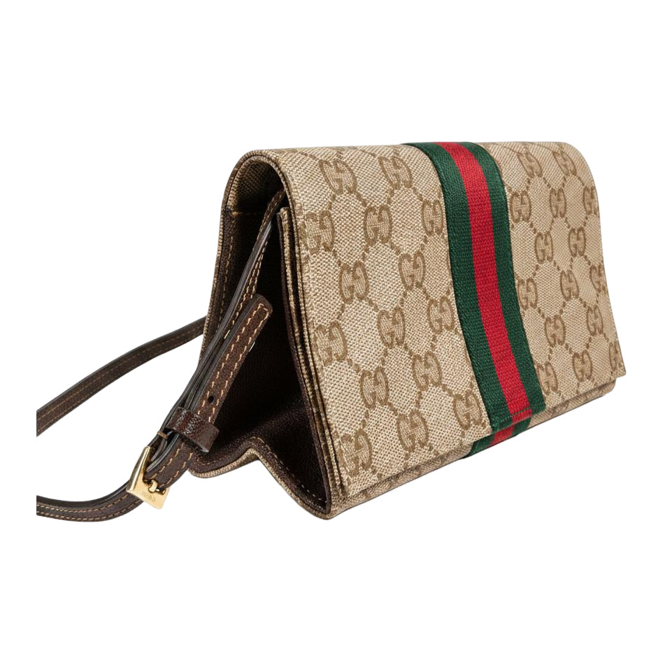 (WMNS) Gucci Small Pouch with Strap and Web 'Sand Dark Brown' A002KM-FAF8R-8547