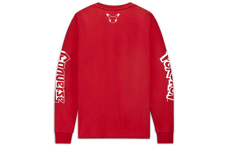 Converse x POKEMON Crossover Cartoon Printing Sports Round Neck Long Sleeves Couple Style Red 10023899-A01