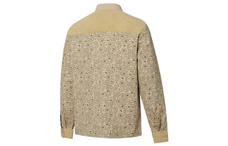 PUMA Paisley Woven Shirt cashew Pattern Multiple Pockets logo Jacket Khaki 534978-12