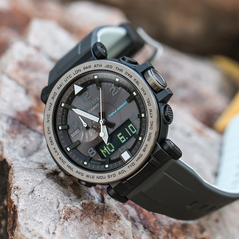 CASIO Waterproof Sports Solar Powered Mens Black Analog/Digital Combo PRG-650Y-1PR