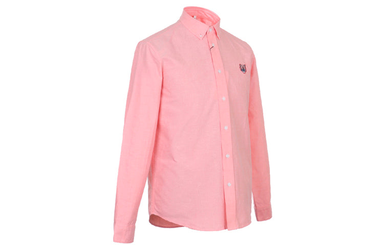 Men's KENZO Cotton Long Sleeves Casual Orange Pink Shirt FA55CH4001LD-36