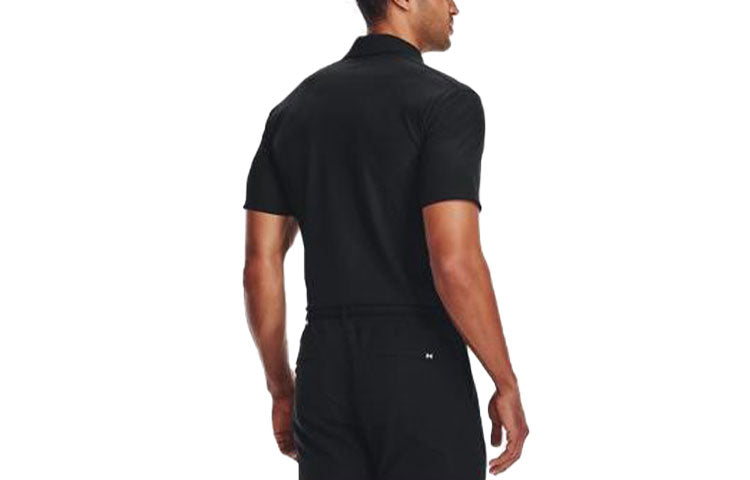 Men's Under Armour Luxe Casual Breathable Golf Sports Short Sleeve Polo Shirt Black 1366250-001