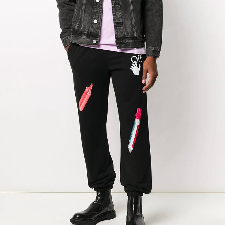 Off-White Pascal Pill Applique Sports Pants Men's Black OMCH030F20FLE0021001