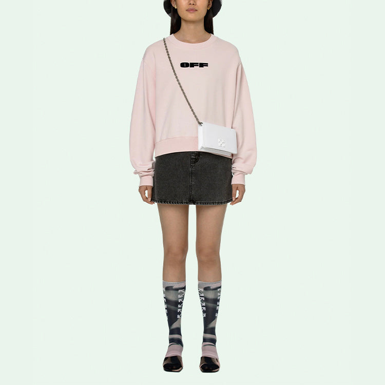 (WMNS) Off-White SS21 Logo Round Neck Hoodless Hoodie Pink OWBA026R21JER0013010