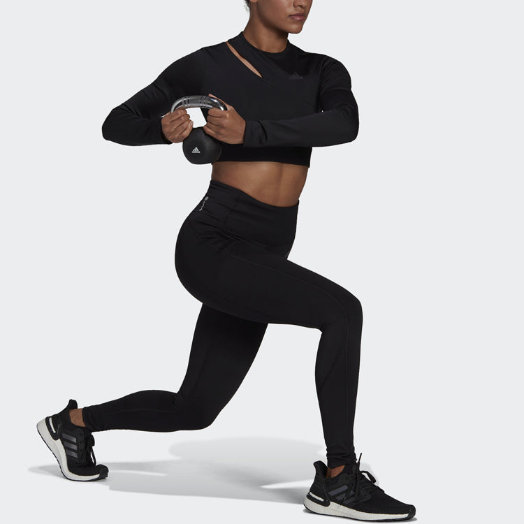 (WMNS) adidas Solid Color Sports Gym Long Sleeves Black HM3179