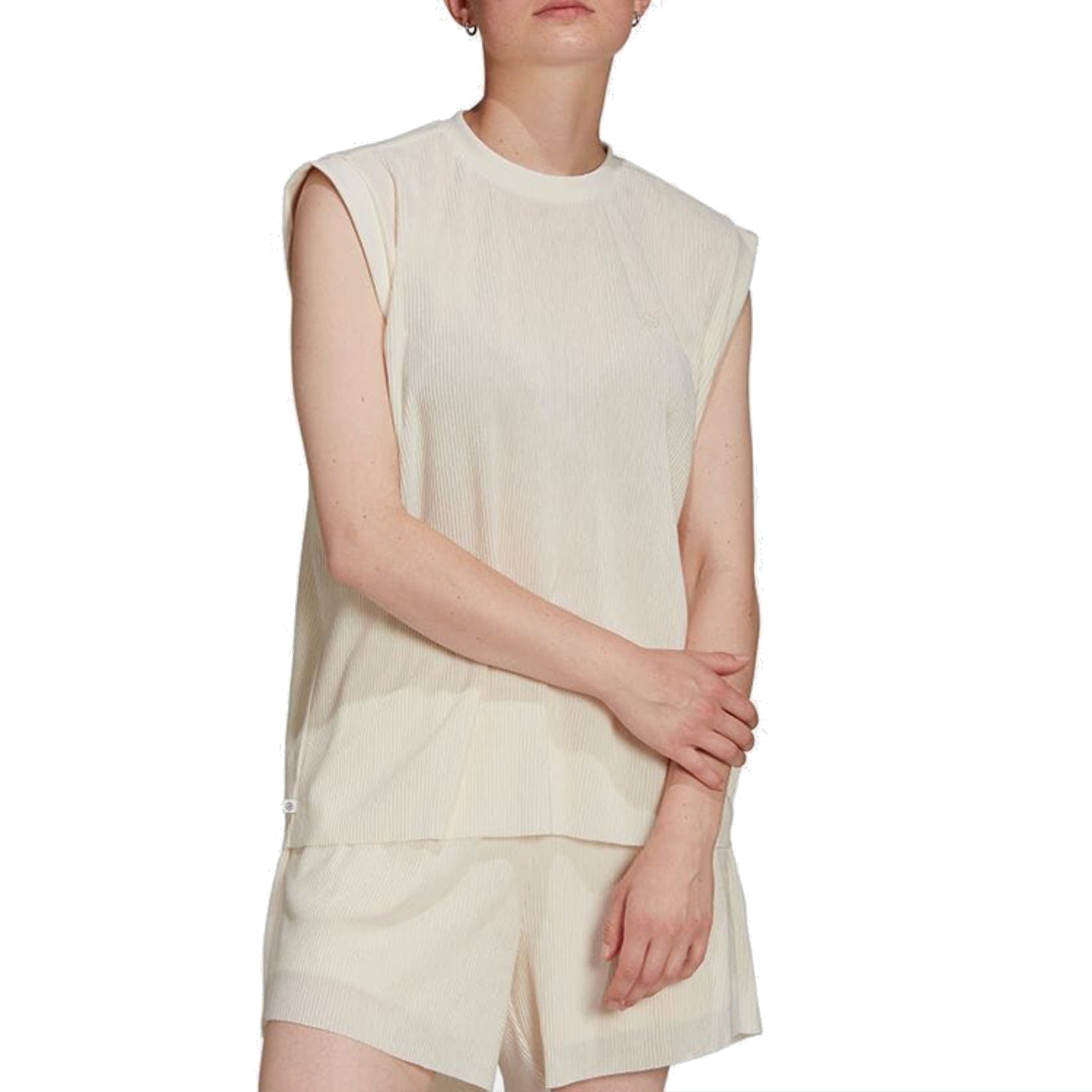 (WMNS) adidas Adicolor Plisse Tank Top Asia Sizing 'White' HE4956