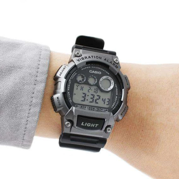 CASIO Sports Quartz Waterproof Shockproof Black Strap Mens Black Digital W-735H-1A3