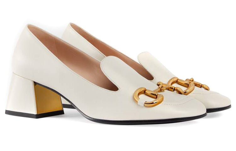 (WMNS) Gucci Low-heel Pump with Horsebit 'White Leather' 658268-1W600-9022