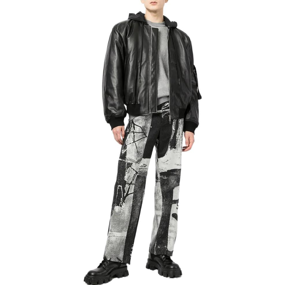 Men's Off-White SS22 Ink High Waist Straight Casual Pants/Trousers Loose Fit OMCA190F21FAB0068400