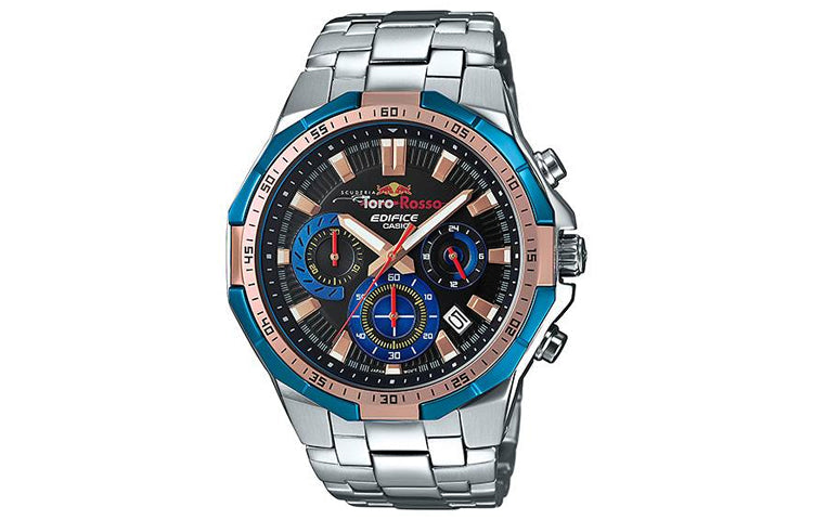 CASIO EDIFICESeries Scuderia Toro Rosso Sportses Multi-Color Waterproof Shockproof Black Dial Mens Black Analog EFR-554TR-2A