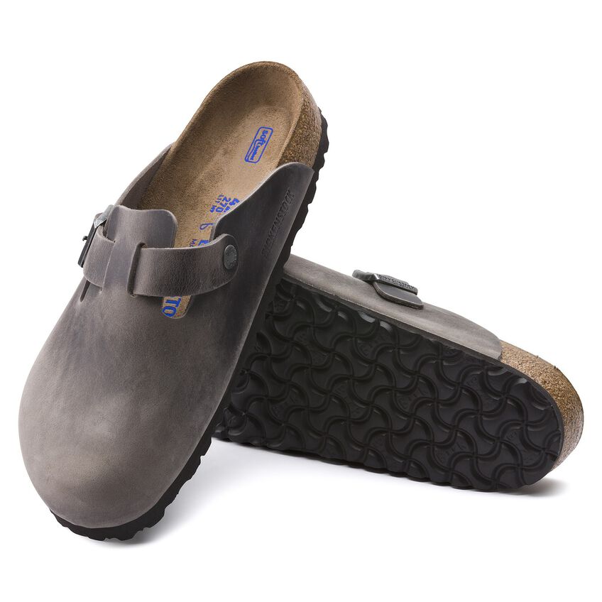 Birkenstock Boston Soft Footbed Oiled Leather Sandals 'Iron' 1013255