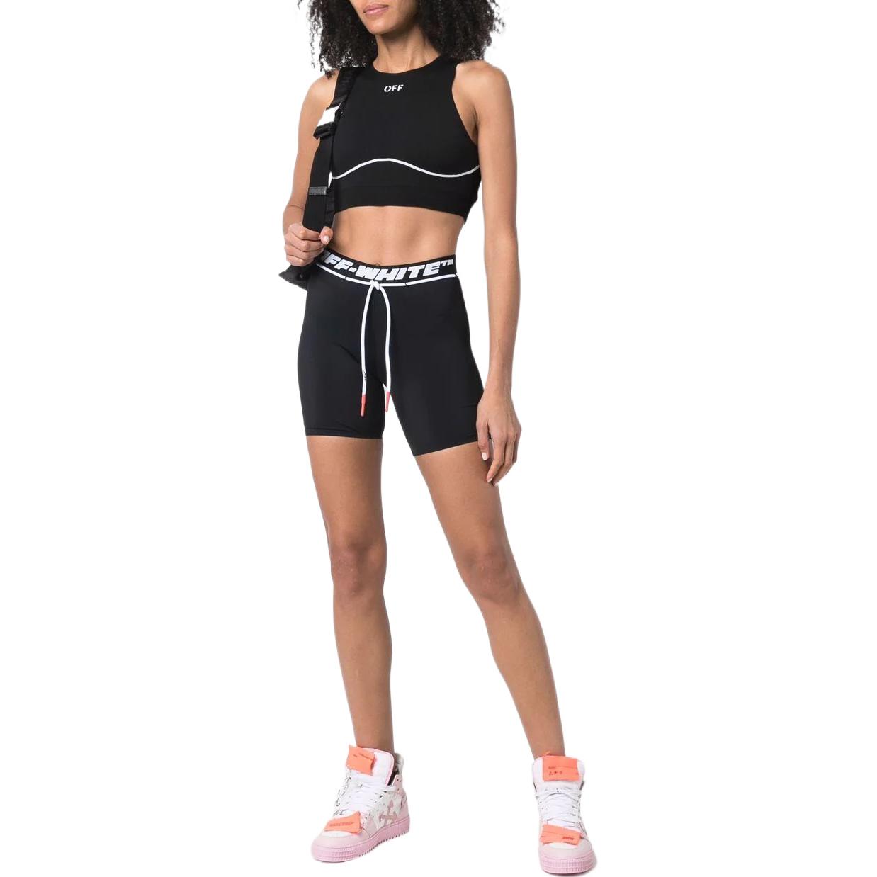 (WMNS) Off-White Logo-Waistband Running Shorts 'Black' OWVH025C99JER0011000