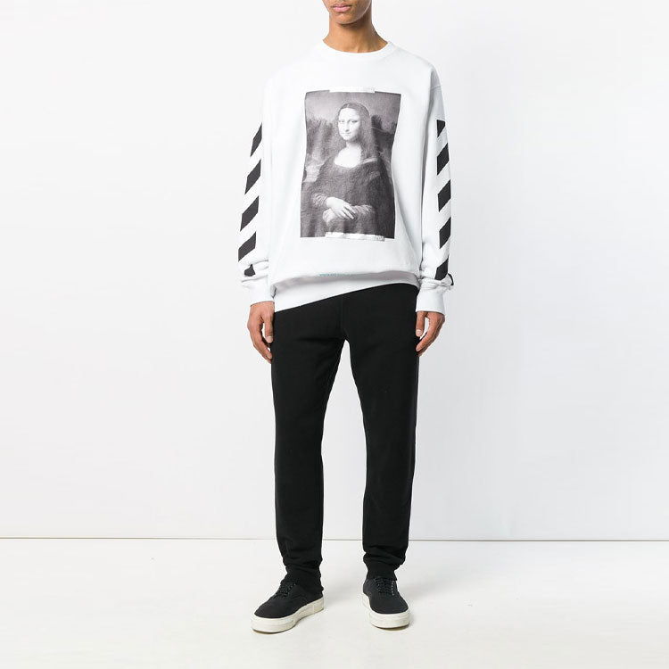 Off-White C/O Virgil Abloh Men's White Diag Monalisa Crewneck Sweater White OMBA003S180030120110