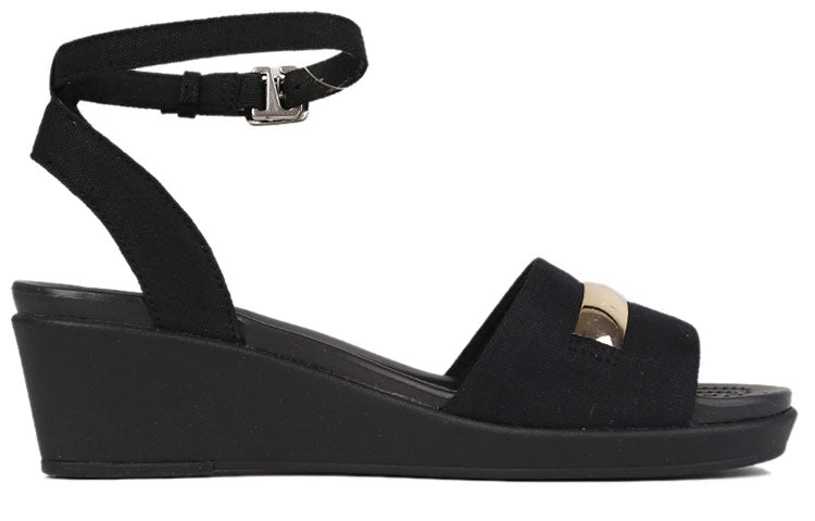 (WMNS) Crocs Metallic Coffee Sandals 'Gold Black' 205800-98A