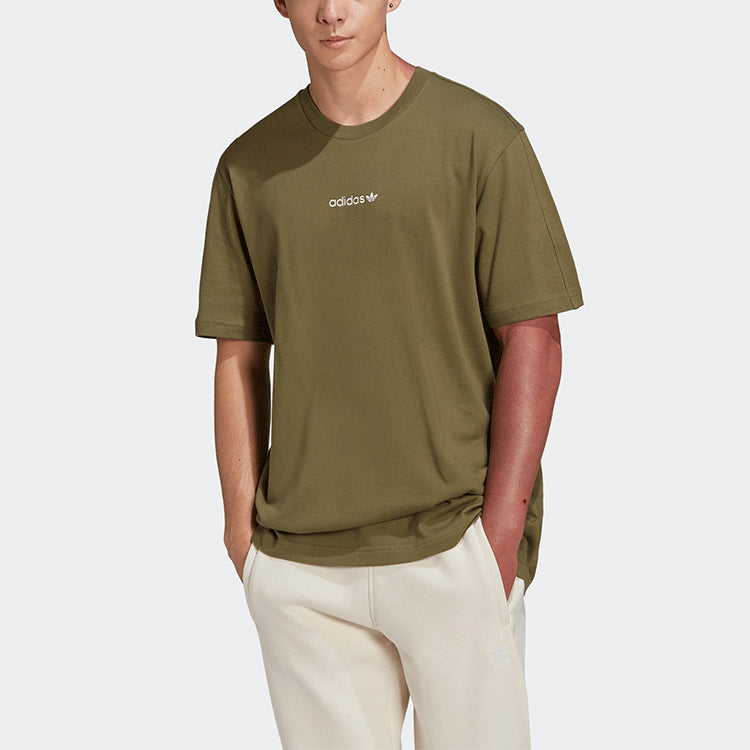 adidas originals Logo Printing Round Neck Short Sleeve Green HN0384