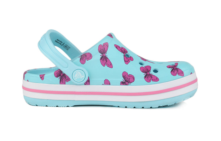 (PS) Crocs 4 Printing Outdoor Flat Heel Beach Sports Blue Sandals 206178-4O9