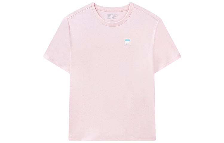 (WMNS) FILA Funny Logo Printing Sports Loose Knit Short Sleeve Pink F11W128152F-LP