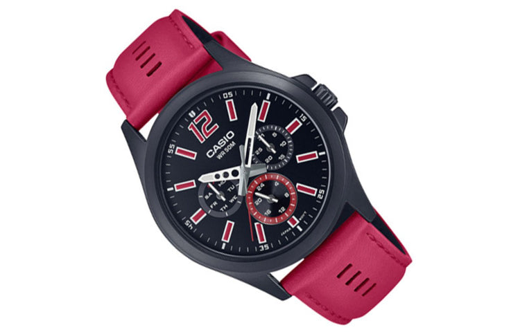 CASIO Analog 'Red' MTP-E350BL-1BV
