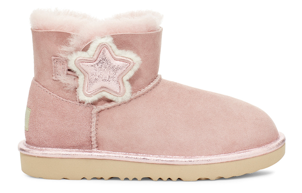 UGG Mini Bailey Button II Star (Big Kids) Pink 1107969K-PCRY