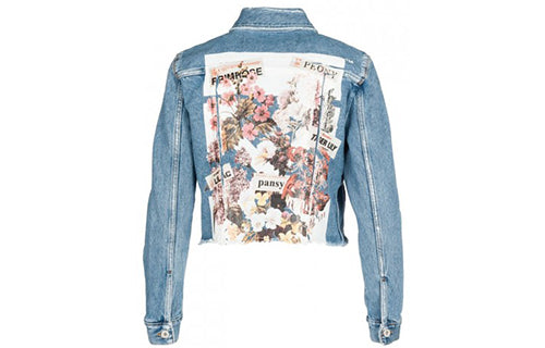 (WMNS) Off-White C/O Virgil Abloh Blue Flower Shop Cropped Denim Jacket Blue OWYE002R183860097388