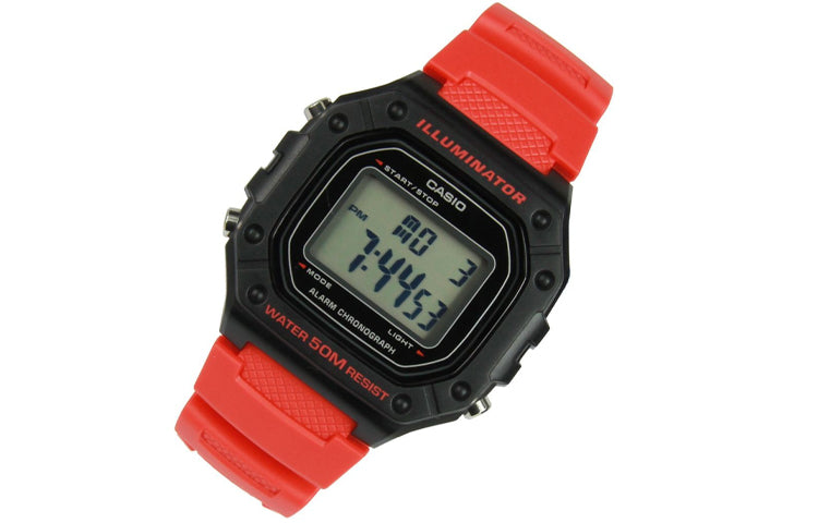 CASIO G Shock Quartz Sports Waterproof Mens BlackRed Digital W-218H-4B