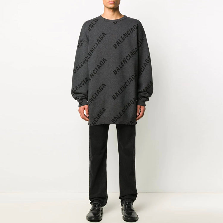 Balenciaga Intarsia Knit Logo Jumper 'Grey' 625970T31781262