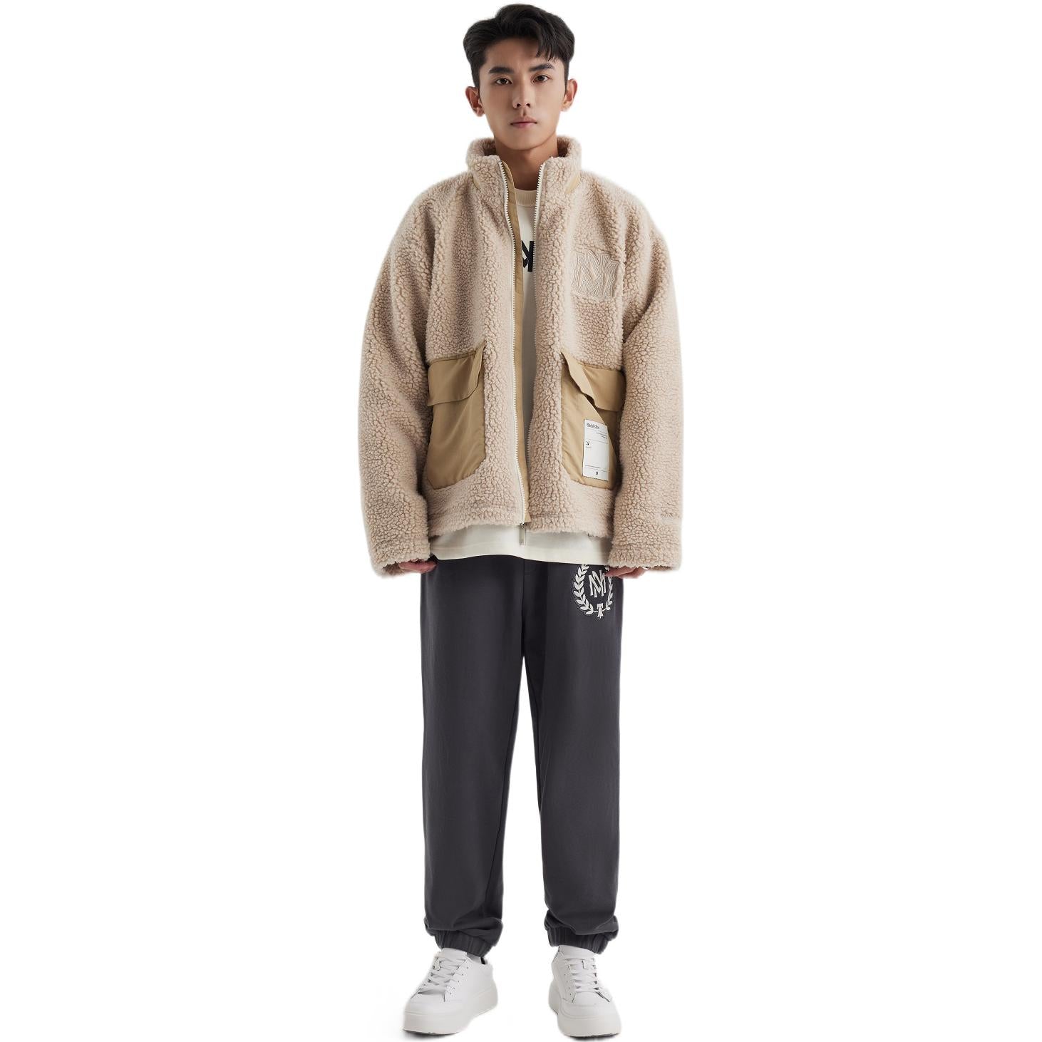 Mitchell & Ness Branded Sherpa Fleece Jacket 'Off White' MNGMAWTOWJ022-OFW