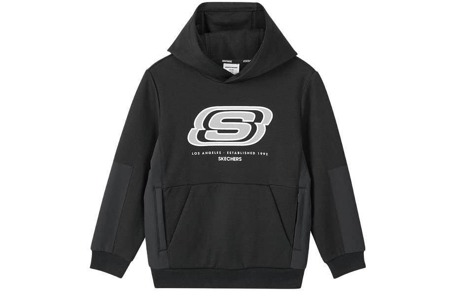 (GS) Skechers S Letter Printed Hoodied 'Grey Orange Black White' P421B006