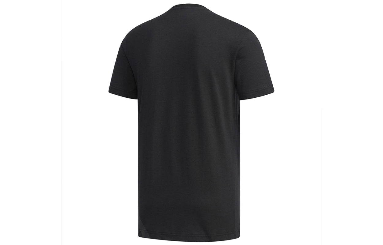 adidas neo M Fav Brnd Gr T Large Logo Printing Knit Sports Short Sleeve Black EI4513