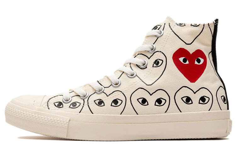 CDG x Converse Chuck Taylor All Star Multi-Heart Sneakers Ivory/Black 168985C