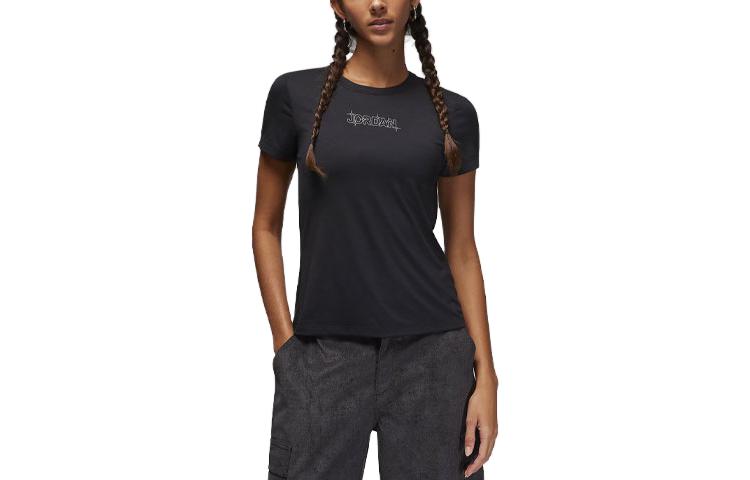 (WMNS) Air Jordan Slim Graphic T-Shirt 'Black' FD7241-010