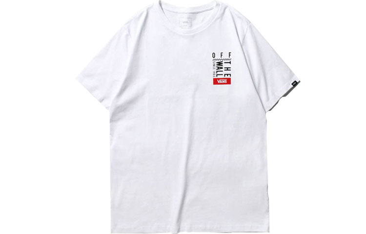 Vans Logo Alphabet Printing Short Sleeve Couple Style White VN0A4P4CWHT