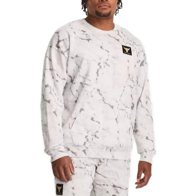 Under Armour Project Rock Rival Fleece Crew Top 'White Black' 1380119-114