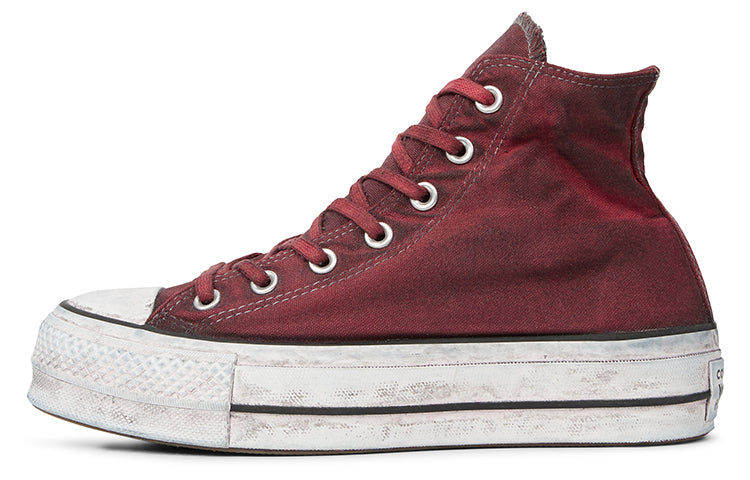 (WMNS) Converse Chuck Taylor All Star Canvas Rust Platform High Top Thick Sole Dirty Shoes Wine Red 565761C