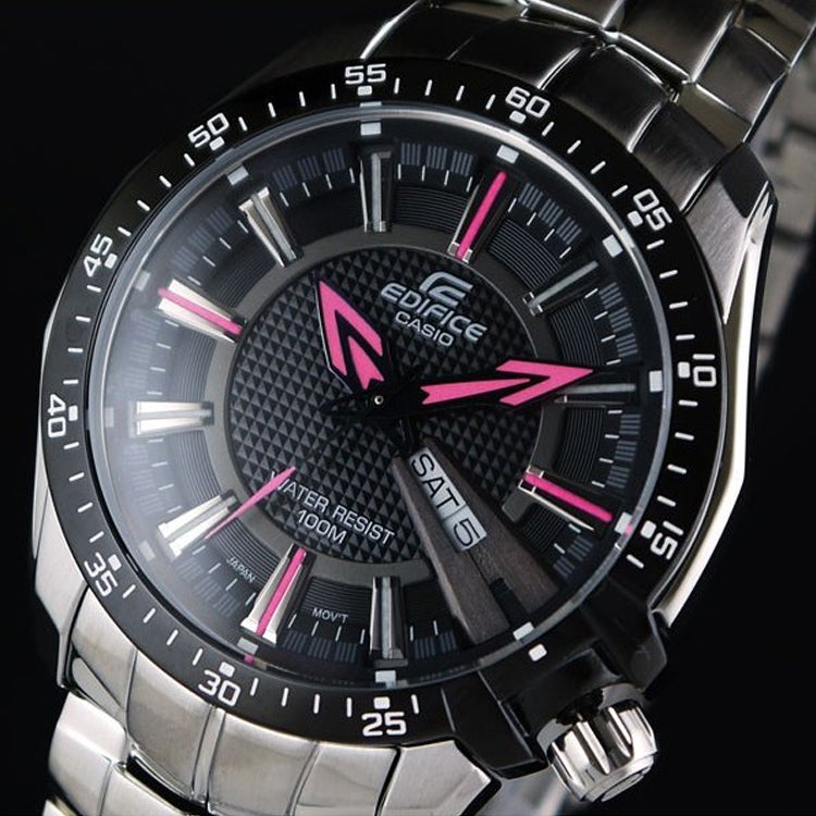 Casio Edifice Analog Watch 'Silver Black Pink' EF-130D-1A4