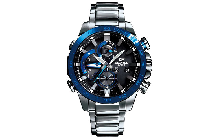 CASIO Quartz EDIFICE Solar Powered Stainless Steel Strap Waterproof Sports Mens Silver Analog EQB-800DB-1A