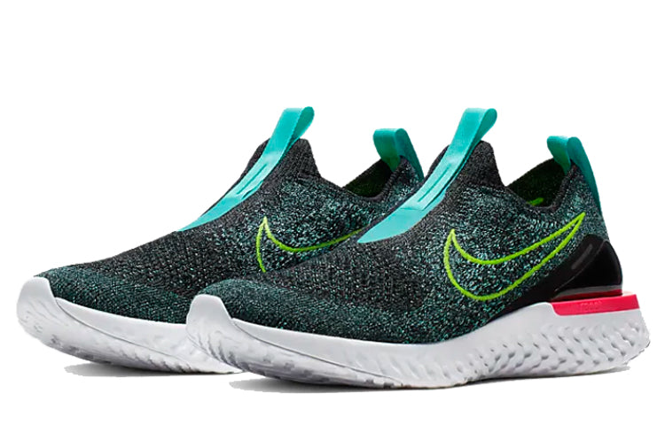 (GS) Nike Epic Phantom React Flyknit 'Black Hyper Jade' BV1370-073