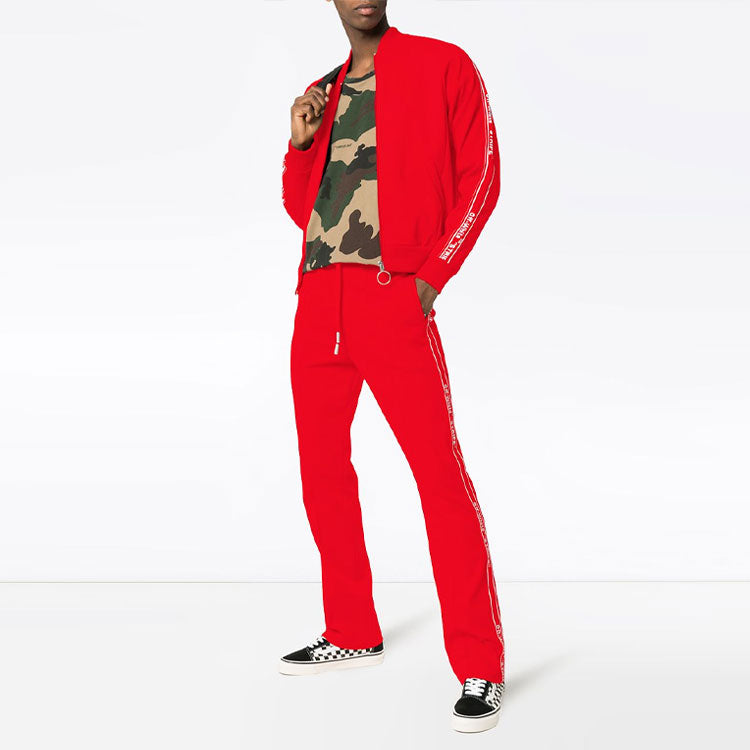 Men's Off-White Logo Loose Fit Red Sports Pants/Trousers/Joggers OMCA072F188200042000