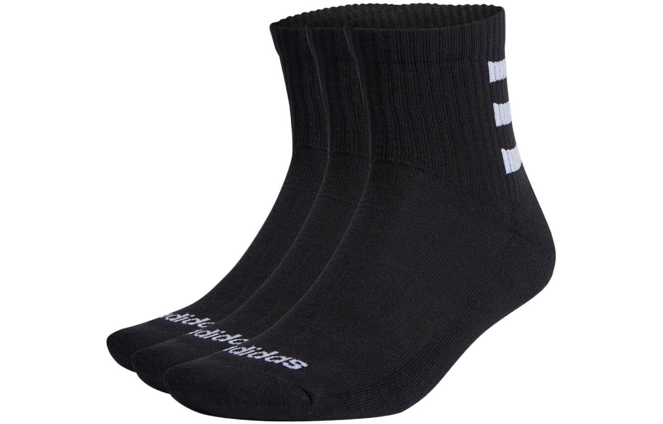 adidas Half-Cushioned 3-Stripes Quarter Socks 3 Pairs 'Black' HD2212