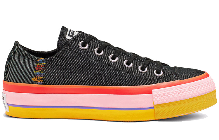 (WMNS) Converse Chuck Taylor All Star Rainbow Platform Low Top Black 564994C
