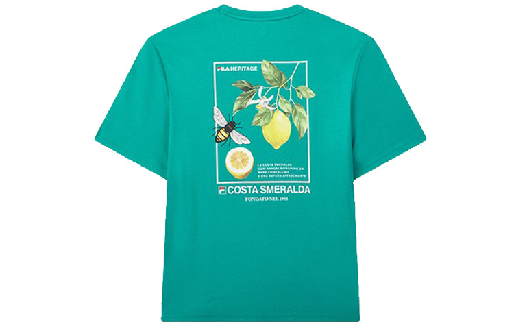 Men's FILA Back Bee Printing Short Sleeve Green T-Shirt F11M028123F-GN