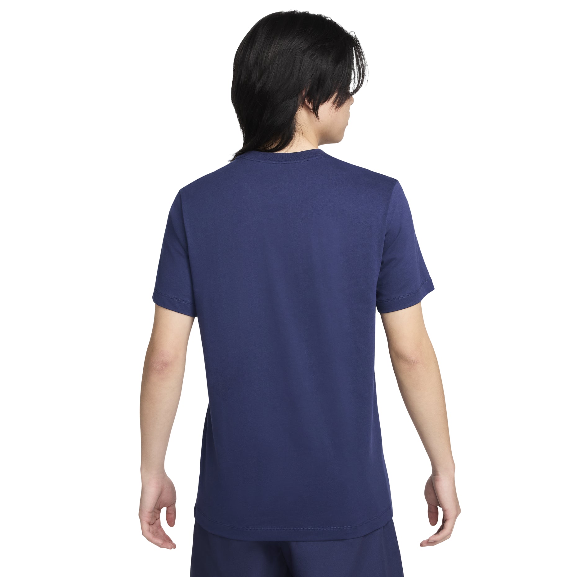 Men's Nike Embroidered Small Round Neck Short Sleeve Deep Navy Blue T-Shirt AR4999-410