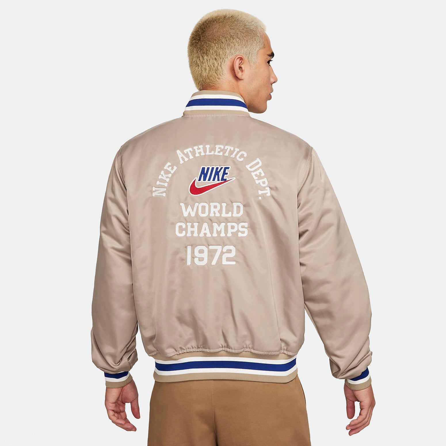 Nike Dugout Loose Satin Jacket Asia Sizing 'Khaki Sail' FQ7970-247