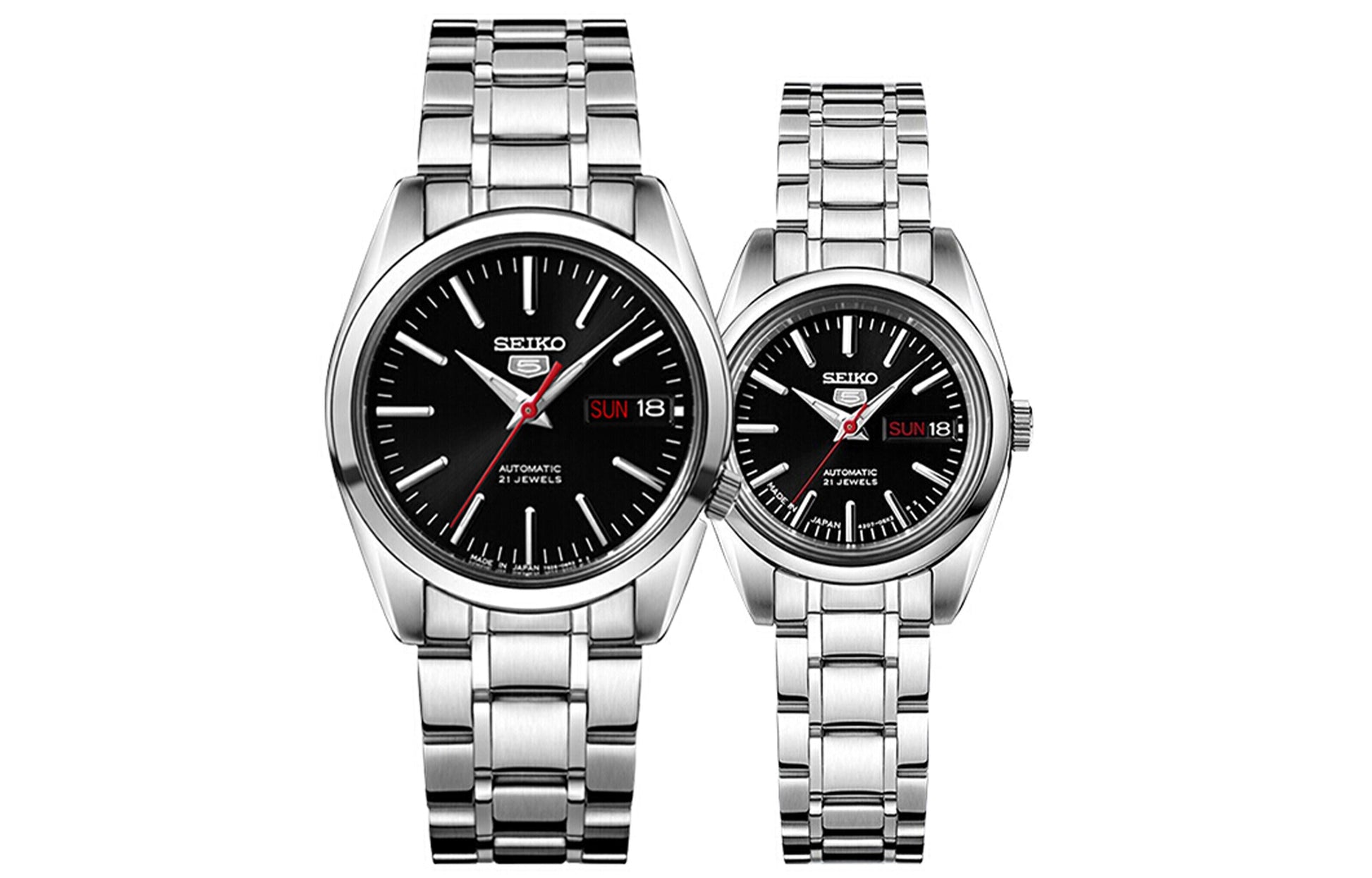 SEIKO Unisex Mechanical Black/Silver SNKL45J1+SYMK17J1